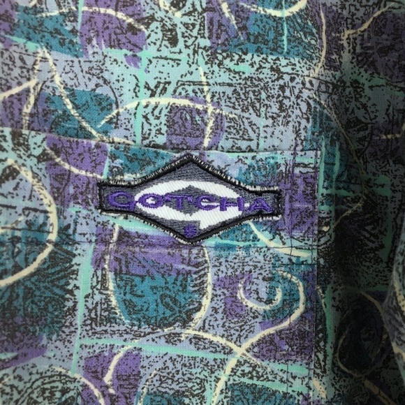 VINTAGE Gotcha Shirt Button Up 80s 90s Skate Surf Retro Tie Dye Geo Size Medium - Picture 5 of 7